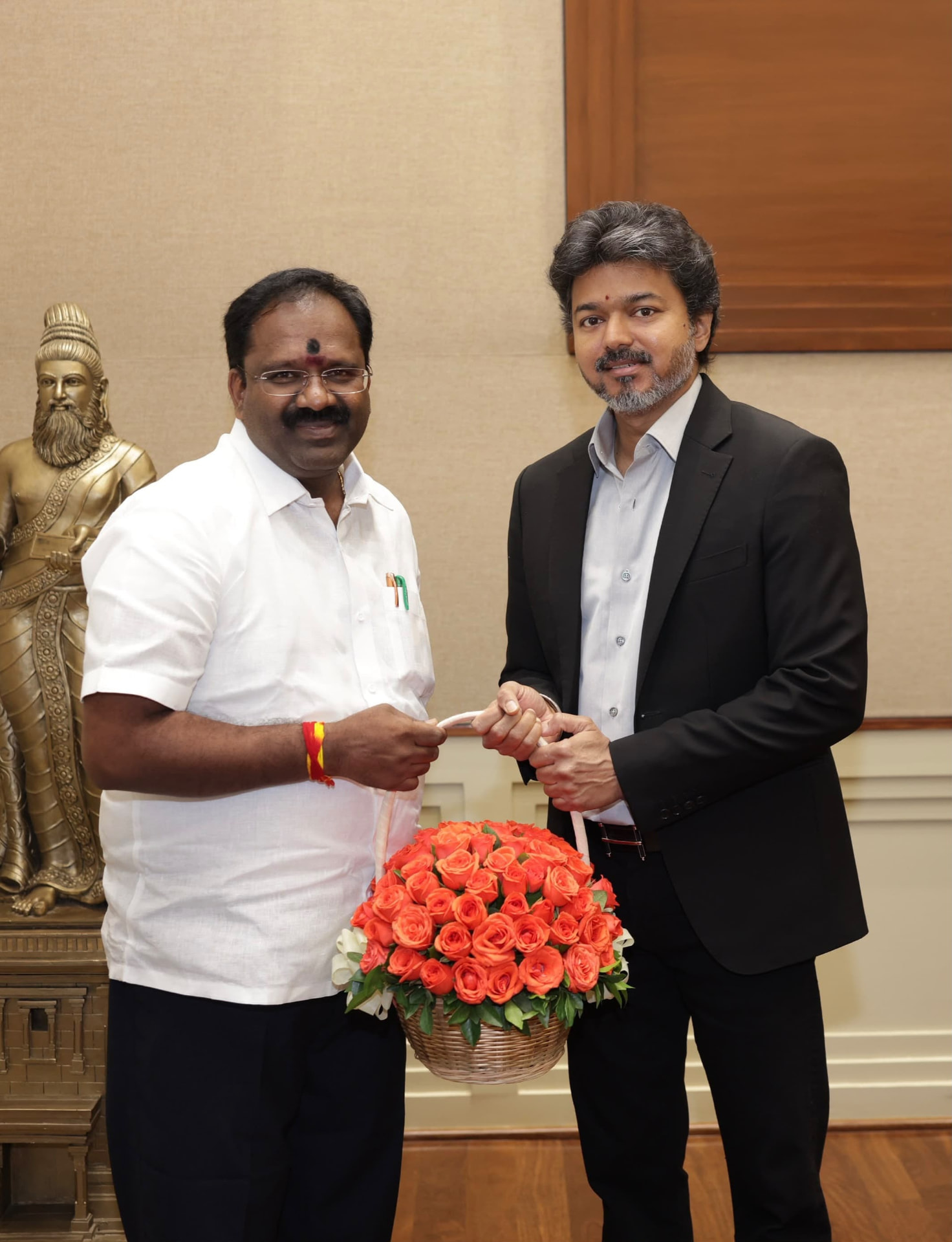 R.V. Ranjith Kumar with TVK leader Vijay
